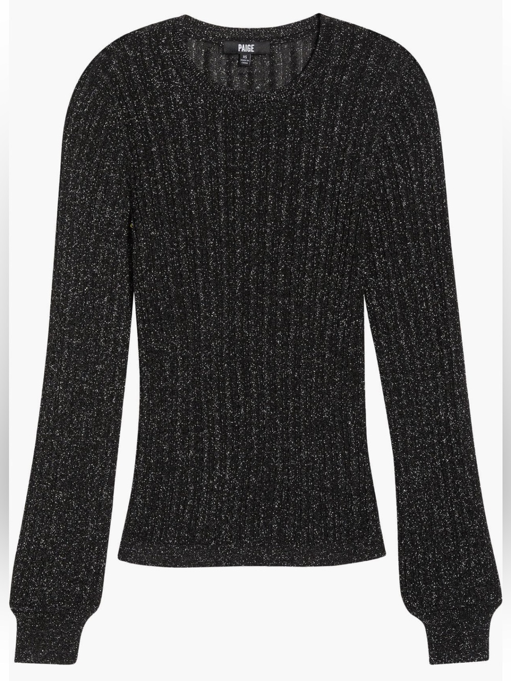 Paige Ribbed Metallic Sparkle Charcoal Crewneck Sweater - Hard to Find! 🖤✨